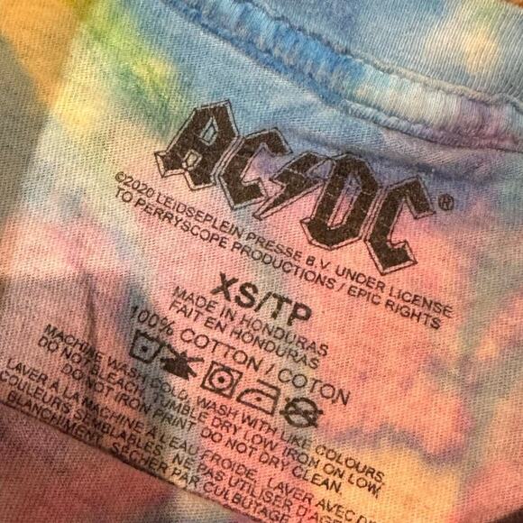 AC/DC Pink Blue Multi Colored Tye Dye T-shirt Women’s Size Xsmall - Picture 3 of 3